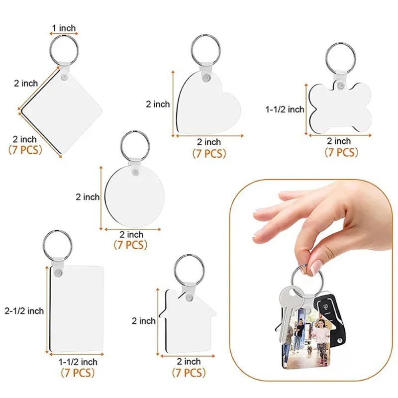 126PCS DIY Blank MDF Thermal Transfer Board Sublimation Printing Keyring Keychain for Heat Press Machine Gift Creative