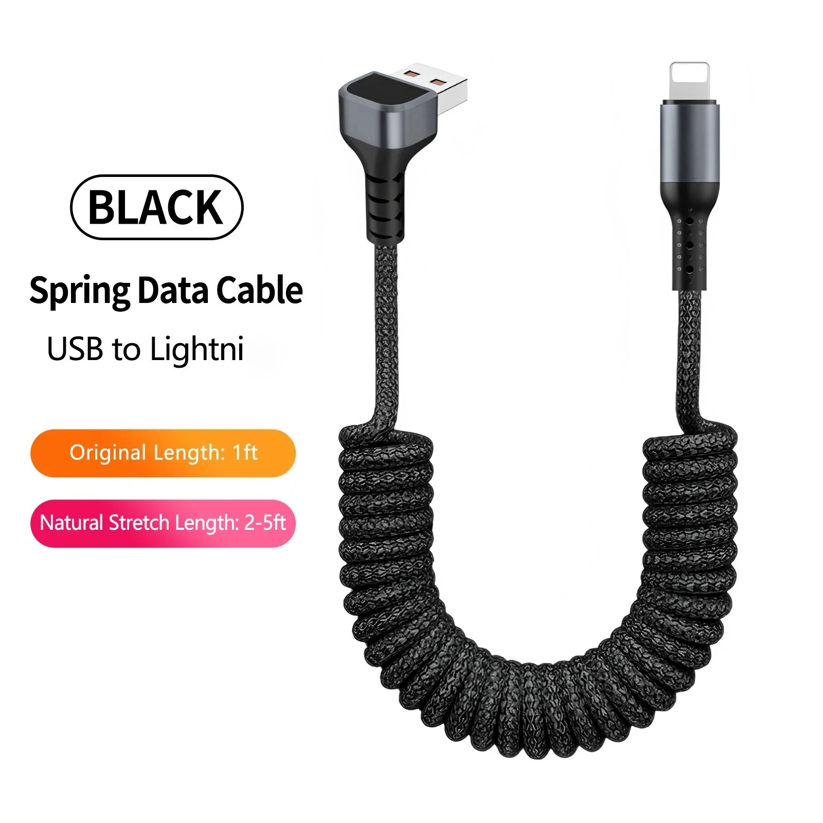 Image of 2,4A Ladekabel USB Typ C Spiralkabel für schnelles Aufladen im Auto für iPhone 14 13 12 Pro Max USB-C Datenkabel für iPad