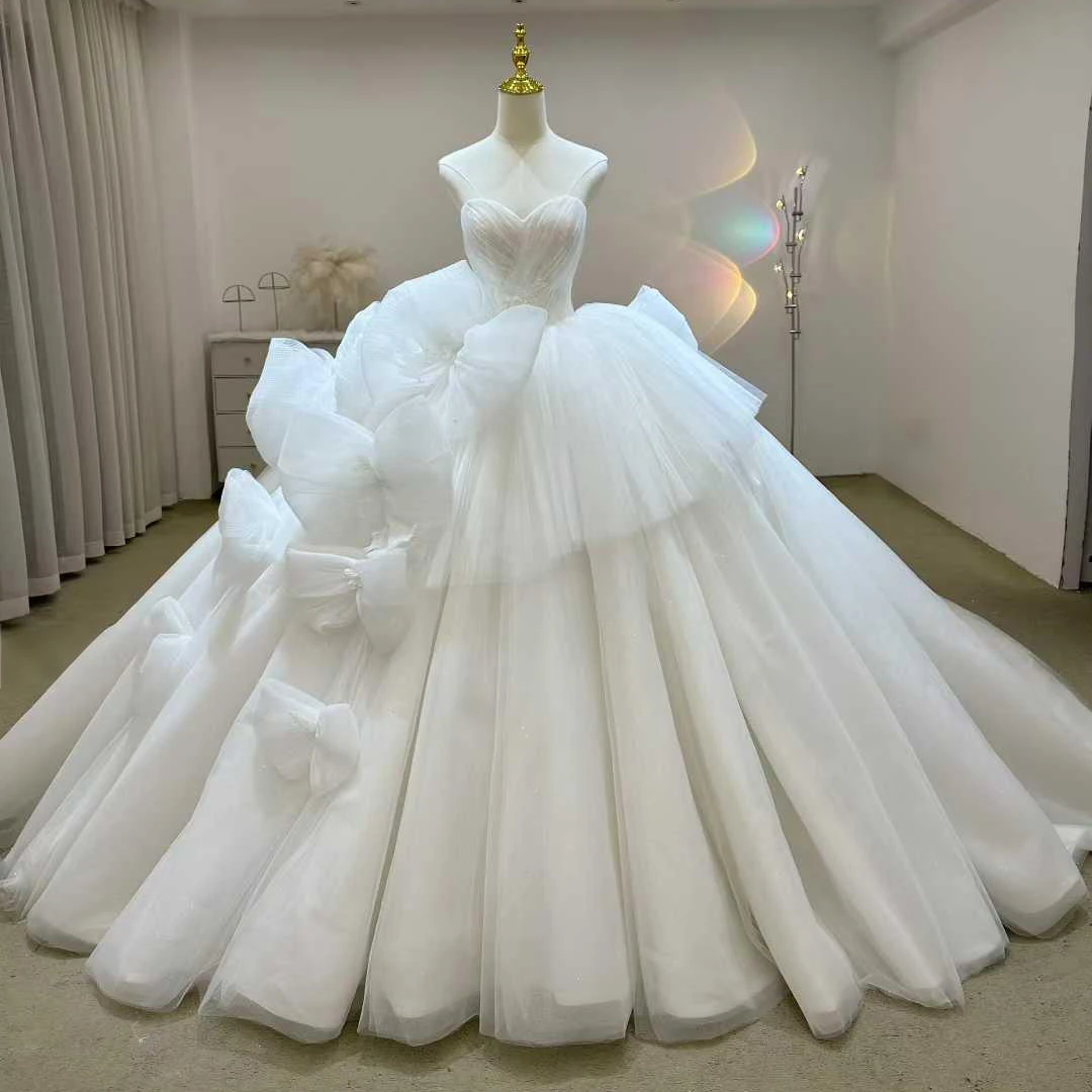 

Customized Ball Gown Sleeveless Wedding Dresses 2025 Party Evening Dresses White Elegant Organza Bridal Gowns robe de mariée