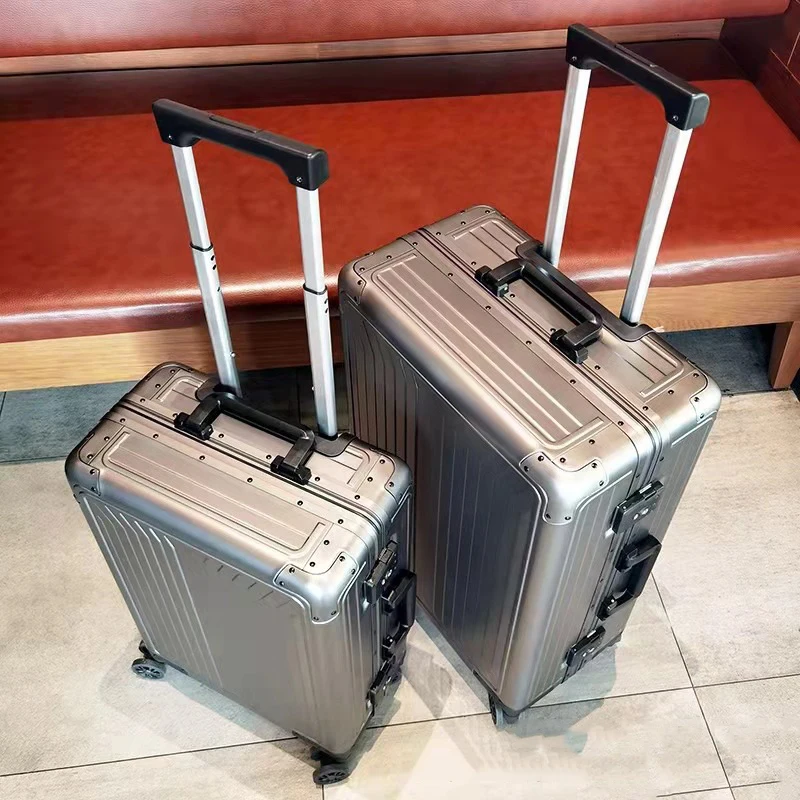 Kotak kombinasi Pria, bagasi Jerman semua aluminium, koper tarik pria logam bisnis 20 boarding alloy travel case Wanita 24"