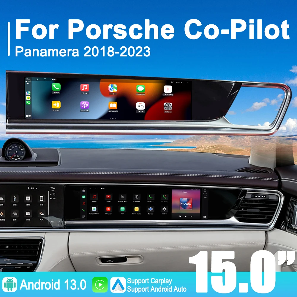 

15 Inch Android Car Copilot Entertainment Screen For Porsche Panamera 971 2018 2023 Passenger Head Unit Monitor New Upgrade