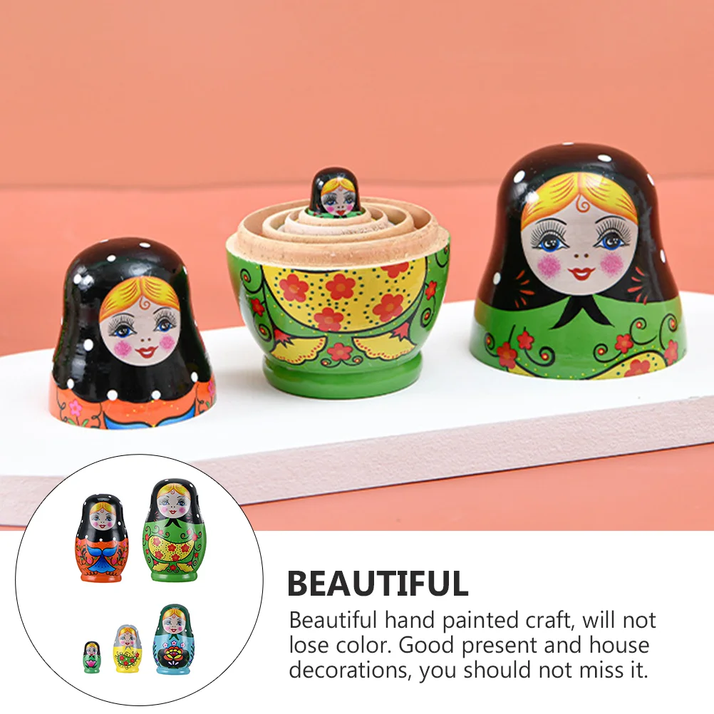 1 Set Matryoshka Dolls Cartoon Nesting Dolls Russian Toys Home Adornments wooden nesting nesting for kids