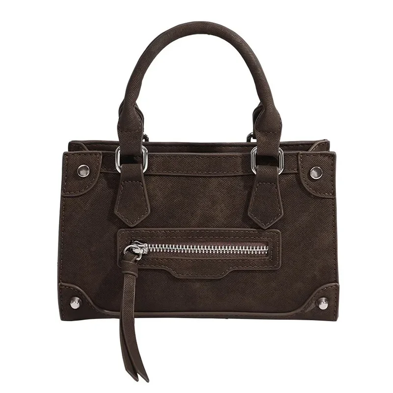 

Винтажная сумка-тоут, повседневная маленькая сумка на плечо, ретро мотоциклетная сумка для женщин с металлическими заклепками, сумка через плечо