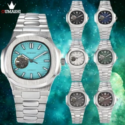 OUMASHI 43mm Men's Automatic Mechanical Watch NH38A Automatic Movement Green Luminous Sapphire Glass 10Bar Waterproof