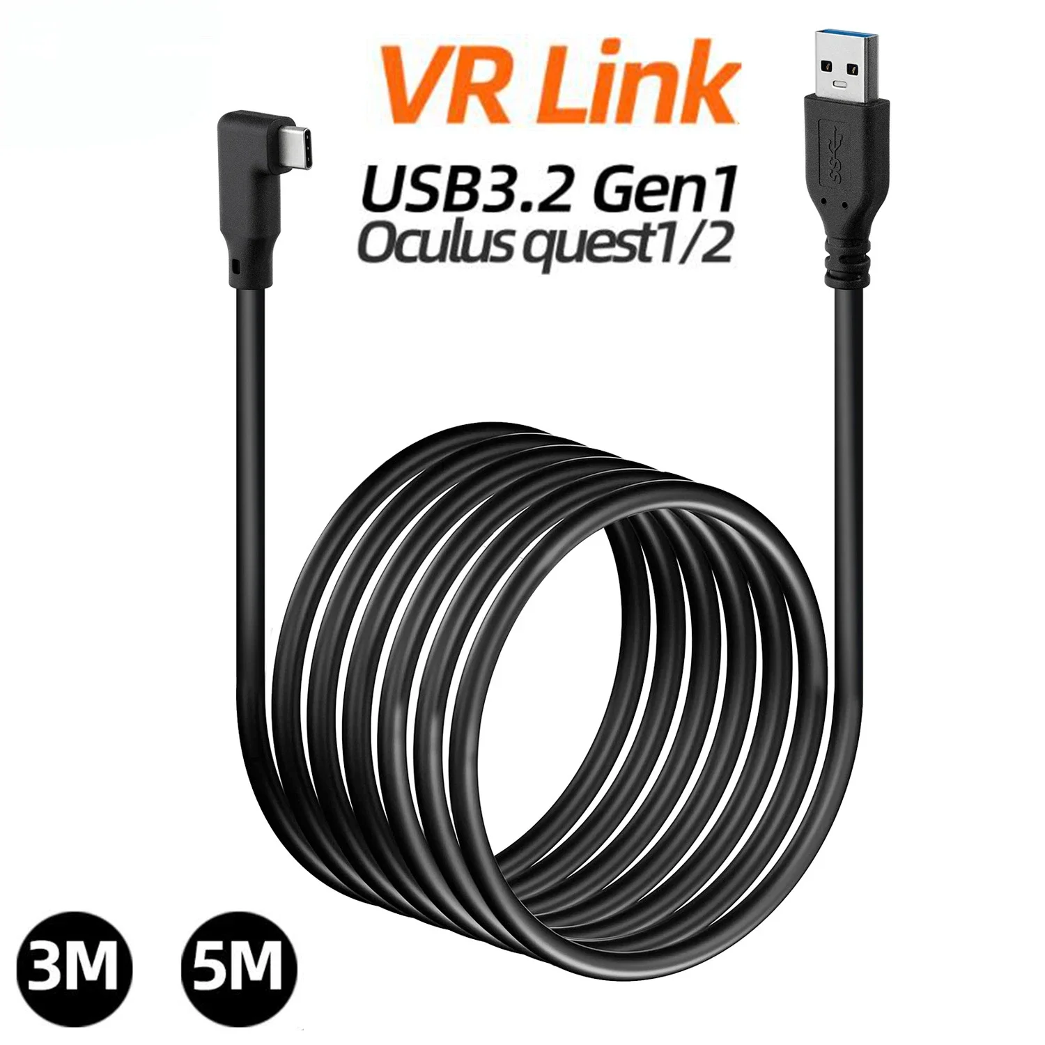 3m 5m Link Cable VR Charging Data Cable 5Gbps High Speed Data Transfer USB 3.2 GEN1 Camera Cable for Elbow Type C Oculus Quest 2