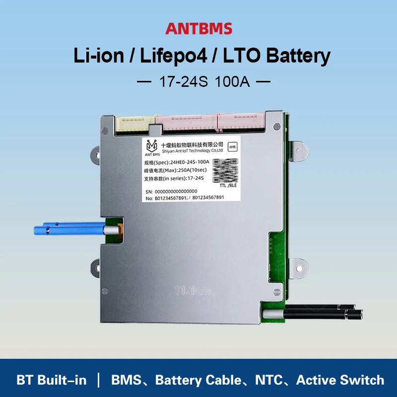 

ANT BMS for 17-24S support Li-ion Lifepo4 Battery smart bms 48V 60V 72V 250A 125A BT smart balance board 18S 19S 20S 21S 22S 23S