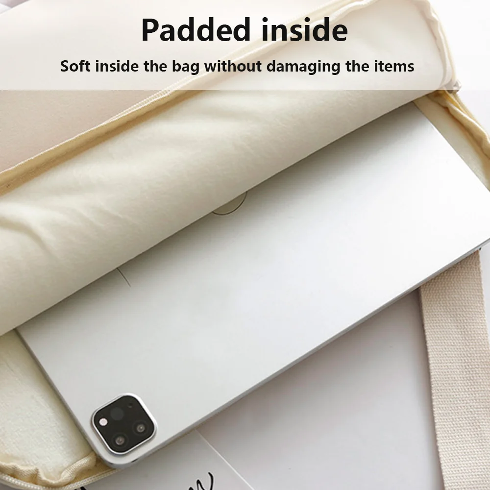 For iPad Student Handbag Suitable for Girls Korean Fashion Solid Color Shoulder Bag Portable Laptop Cosmetic Bag Women Bag