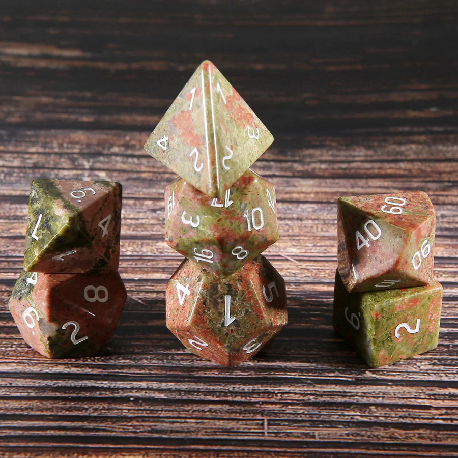 Imagem -06 - Unakite Polyhedral Stone Dice Ornaments Símbolo de Fonte Personalizado Logotipo Padrão Logo Natural Jewelry Spot Goods