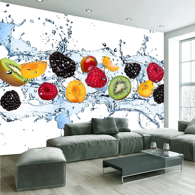Modern Fresh Fruit Custom Mural Wallpaper Restaurant Cafe Simple 3D Stereo Wall Covering Kitchen Eco-Friendly Papel De Parede