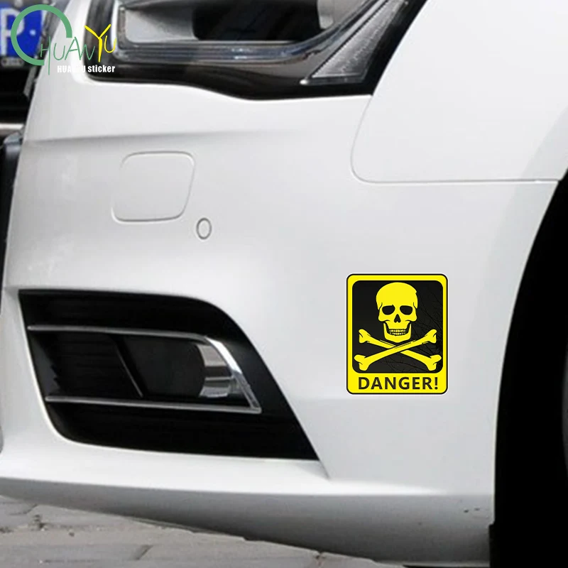 Car Sticker Danger Sign With Skull Symbol Waterproof Vinyl Decal Car Accessories