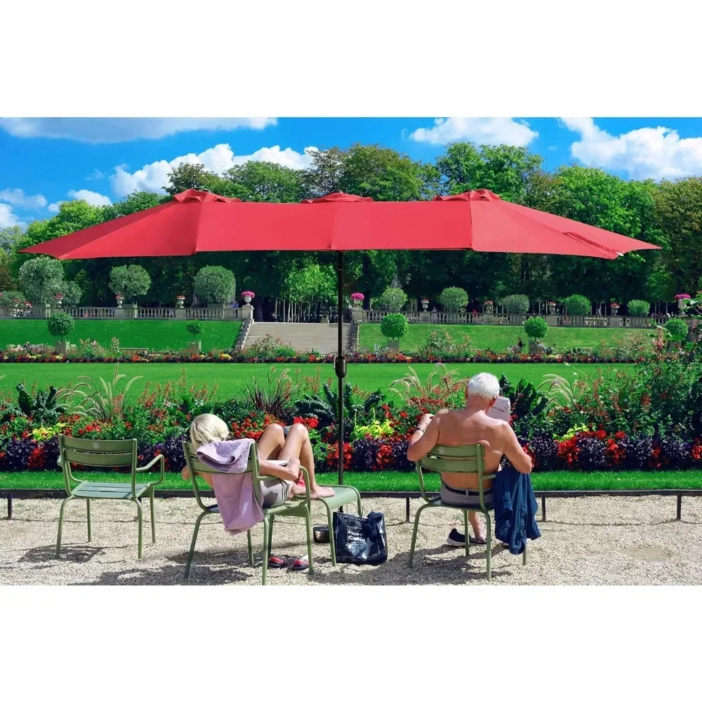 Grand parapluie de camping en aluminium avec manivelle, parapluies de jardin, bases de terrasse, extérieur, marché, couleurs multiples, fédération, 15x9