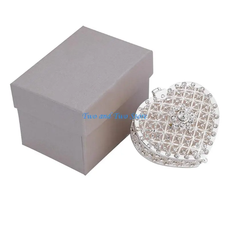 HX6F Vintage Heart Storage Box Decoration With Pearls And Gemstones