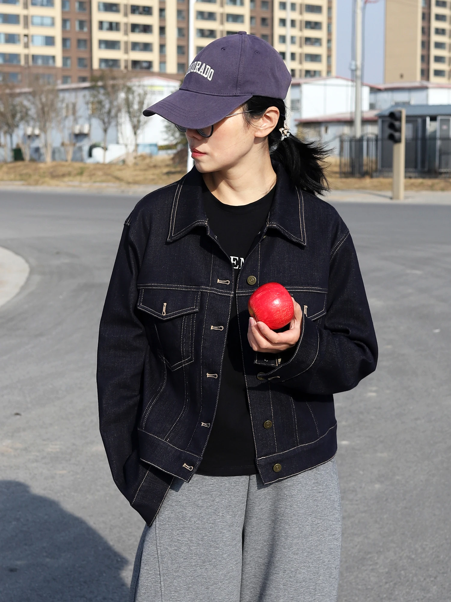 

Retro Sle Deep Blue Denim Jaet Women's ort Size Small Spring 2026 New Arrival Casual Cotton Blend Anti-Wrinkle Jaet