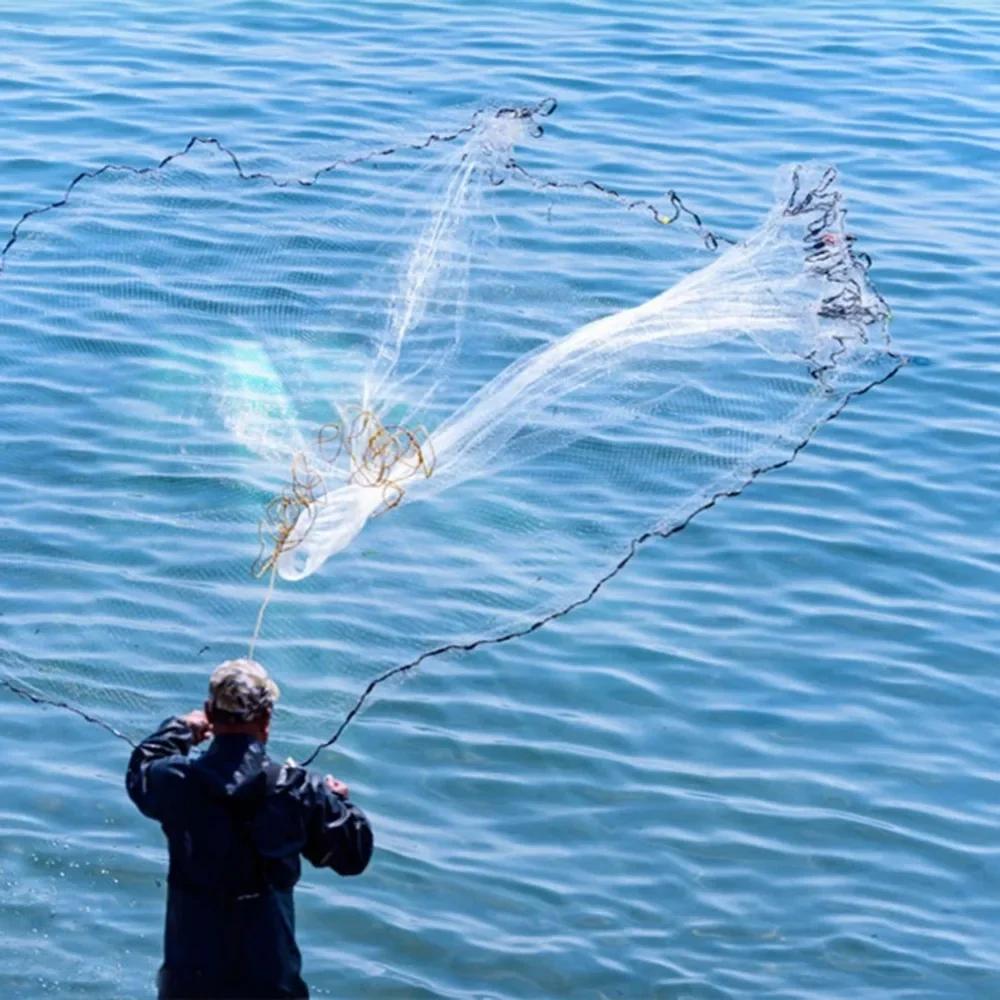 Red de pesca con mosca americana mejorada de nailon, fácil de lanzar, 8/15/30m de largo, 0,7/1m de malla pequeña de alta, herramientas de pesca de