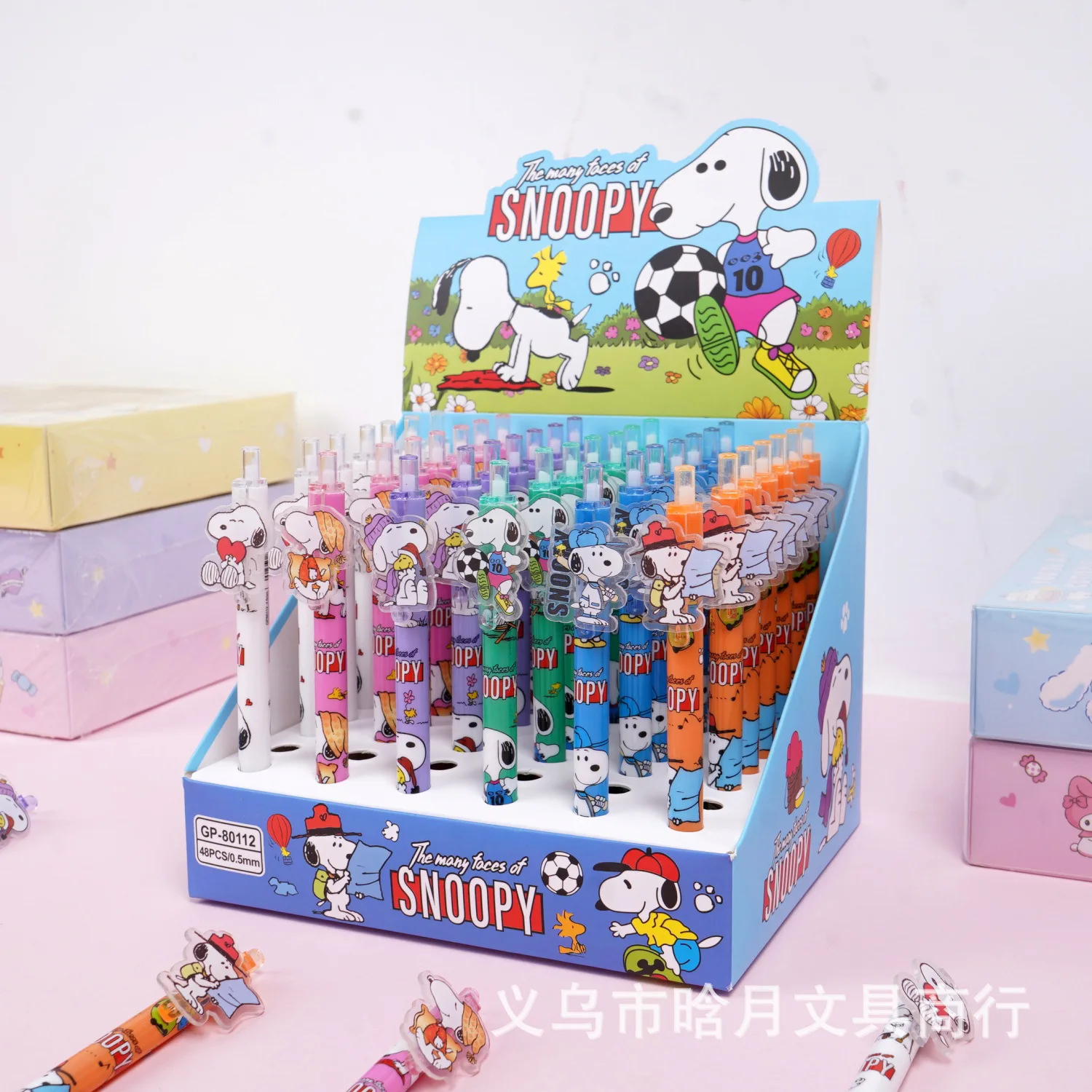 6/48pcs Snoopy Patch Press Pen Student Writing Black Core 0.5 Neutral Pen Signature Pen Stationery Learning Supplies Gifts