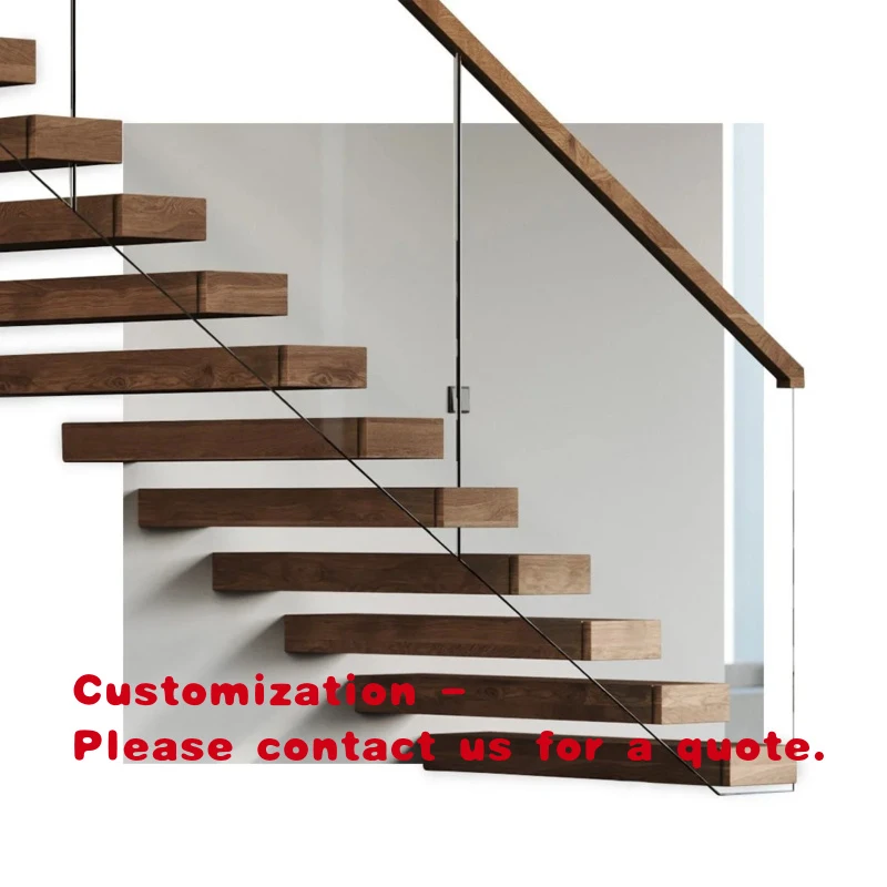 custom.Floating Stairs Indoor Modern Wooden Mono Stringer Staircase