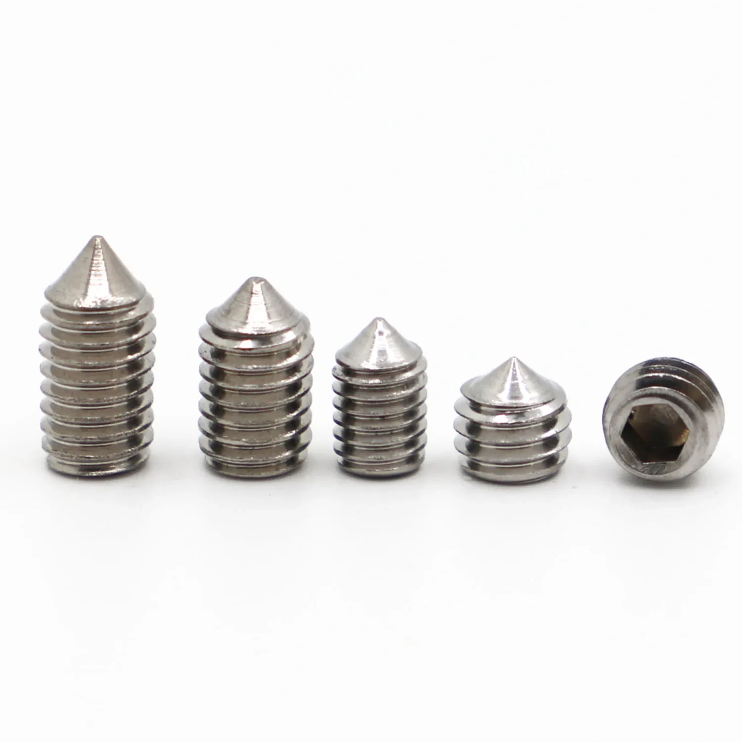 M2 M2.5 M3 M4 M5 M6 M8 M10 M12 304 Stainless Steel DIN914 Hex Hexagon Socket set Screw Cone Point Grub Screw