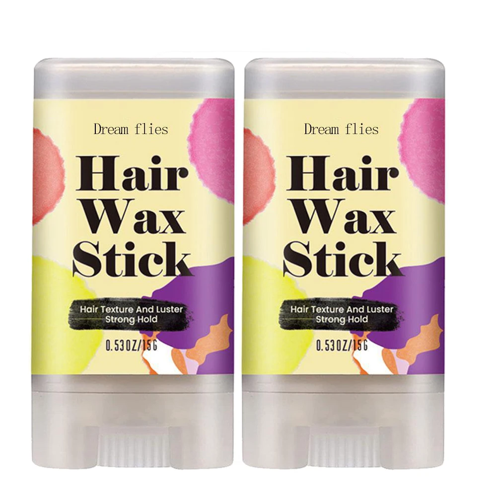 Paquete de 2 palitos de cera para el cabello, pomada en barra para artefactos de cabello roto para cabello Flyaway y Frizz, sujeción fuerte, crema para peinar el cabello no graso
