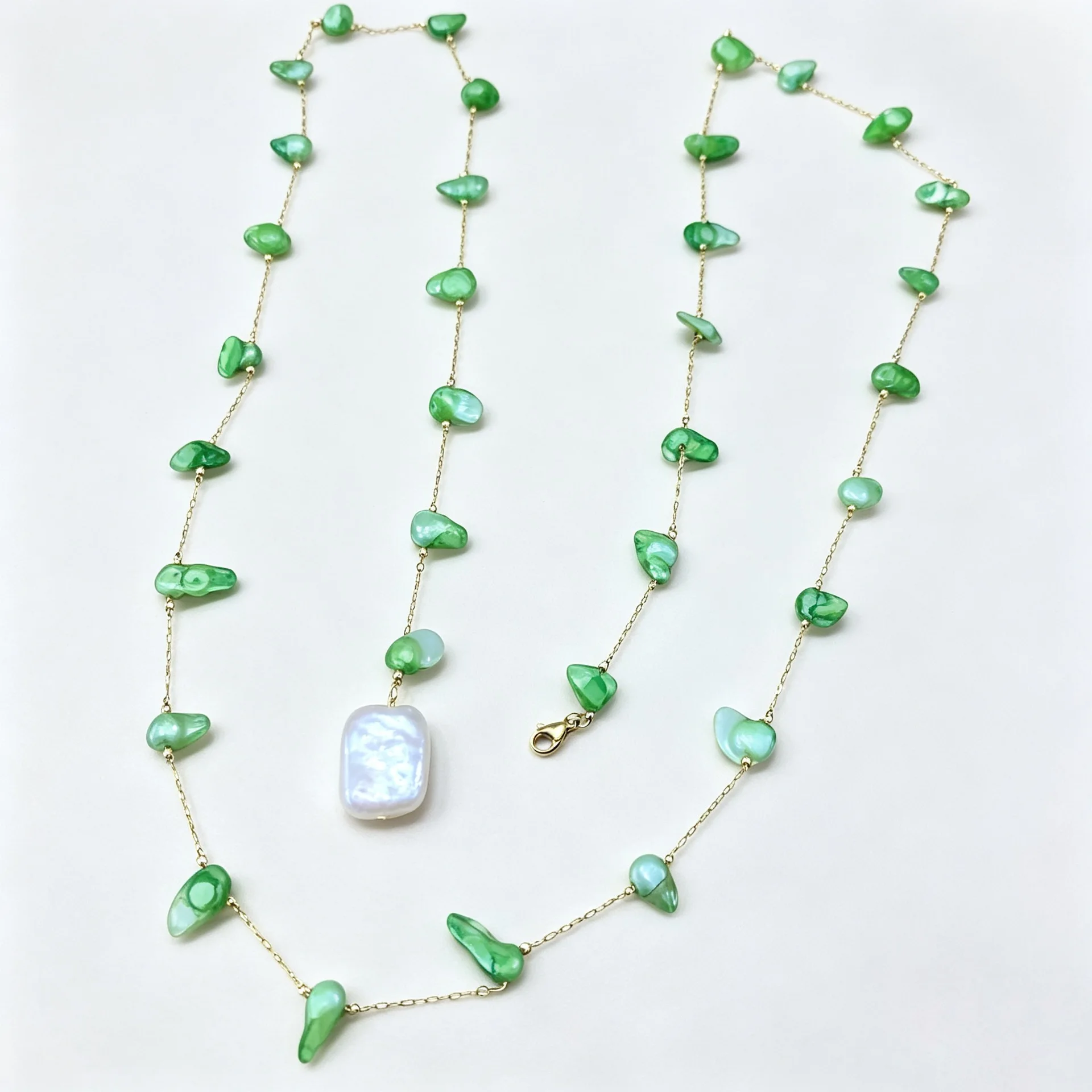 Handmade Crushed Stone Beads Long Sweater Necklace Vintage French Baroque Irregular Pearl Elegant Stackable Women Neck Ornament