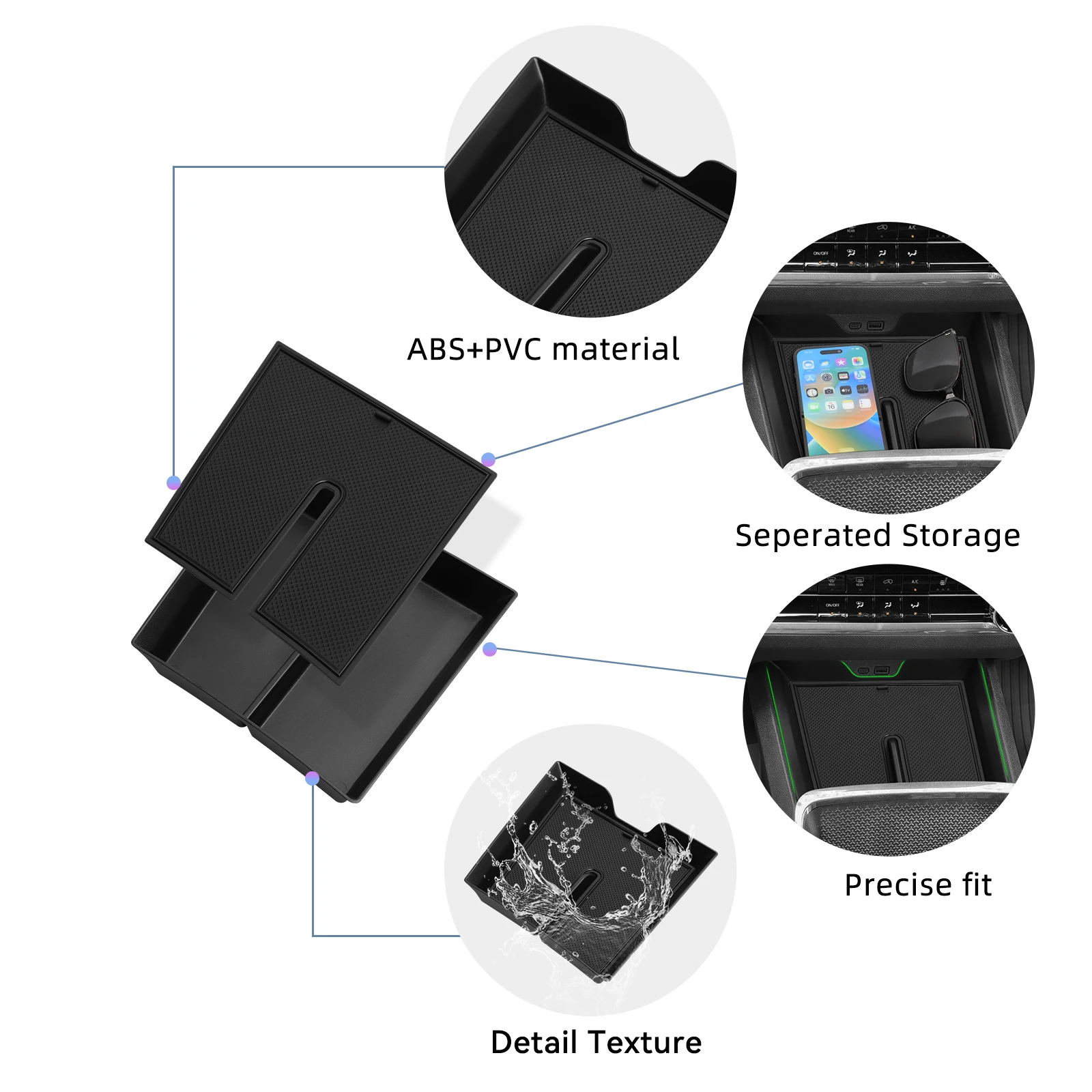 لشيفي شيفروليه الاعتدال 2025 2026 صندوق تخزين وحدة التحكم المركزية علبة ترتيب منظم اكسسوارات السيارات الداخلية أسود