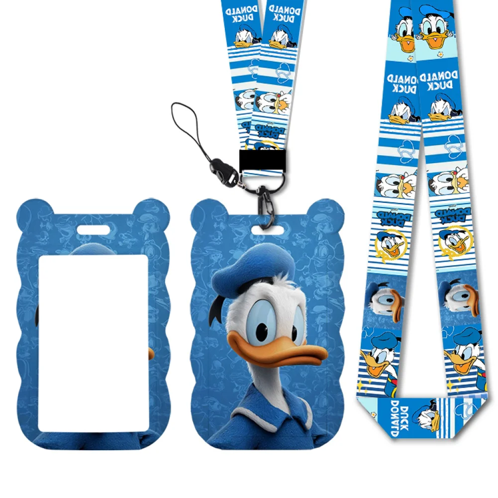 

Disney Donald Duck Card Holders and Lanyard Women ID Badge Holder Neck Strap Keychain for Girls Anime Phone Rope