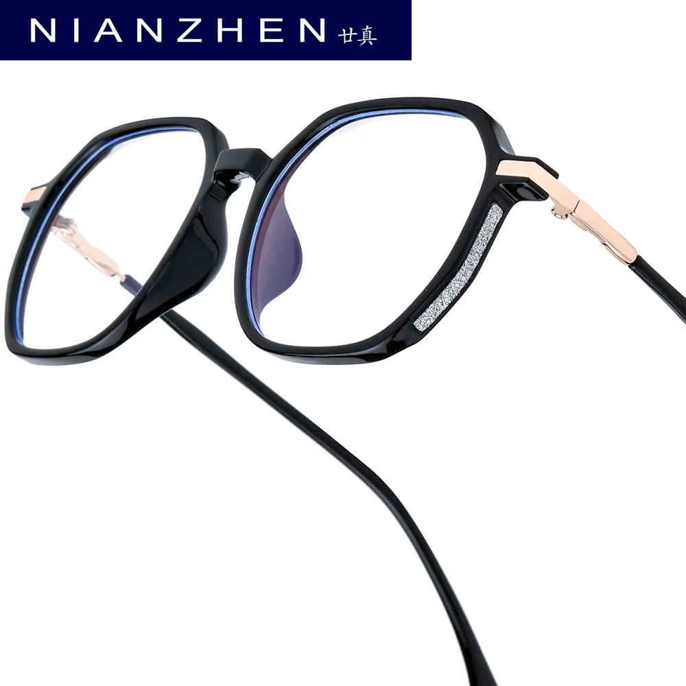 

NIANZHEN TR90 Eyeglasses Women Polygon Brand Design Glasses Frame Men Retro Vintage Ultralight-Weight Eyewear Spectacles 3098