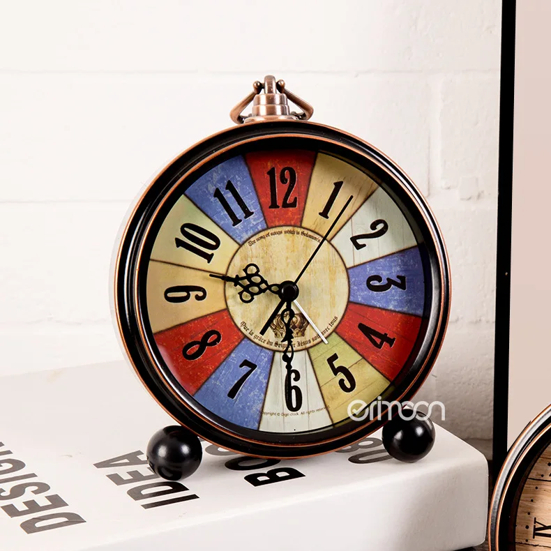 European Metal Vintage Desk Clock Creative Electronic Alarm Student Silent