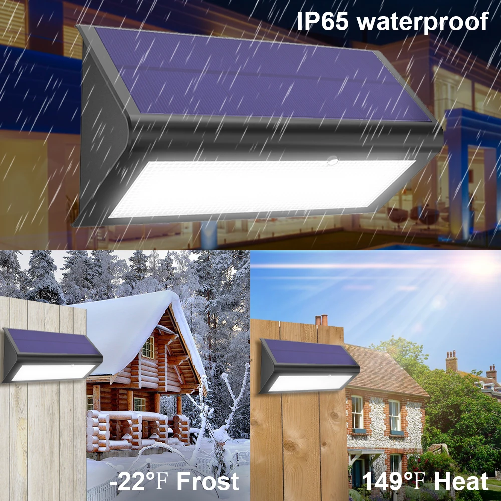 Luzes led solares super brilhantes, sensor de movimento à prova d'água ao ar livre, 4 modos de iluminação, luz de inundação solar para jardim, segurança, quintal, pátio