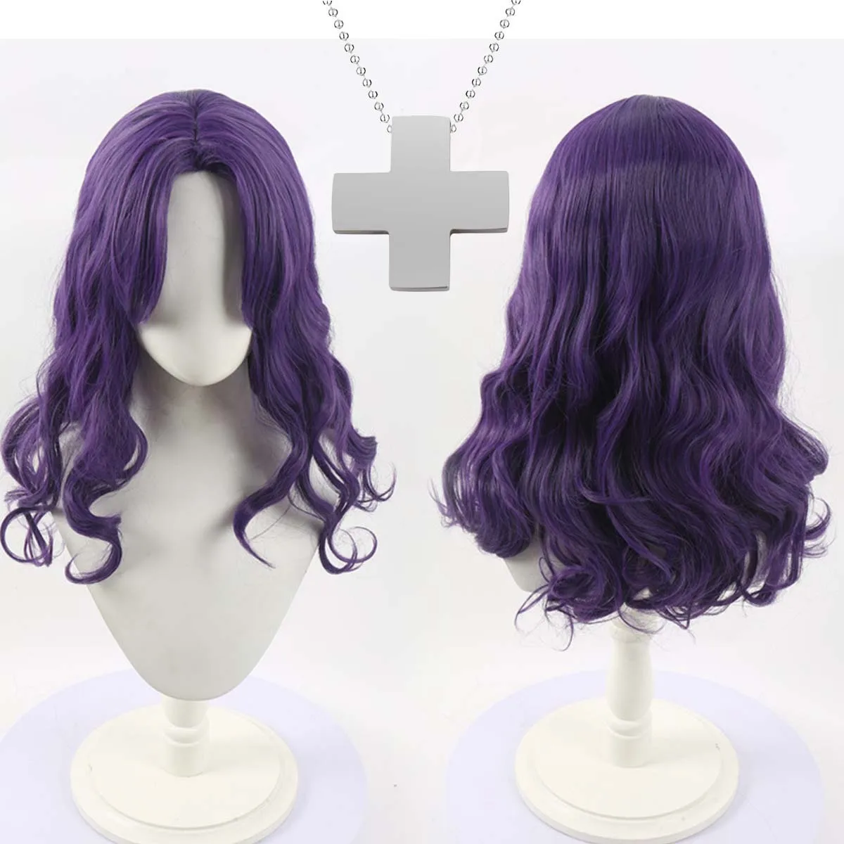 

Женщины Аниме Косплей Katsuragi Misato Длинные Вьющиеся Фиолетовые Волосы Парик