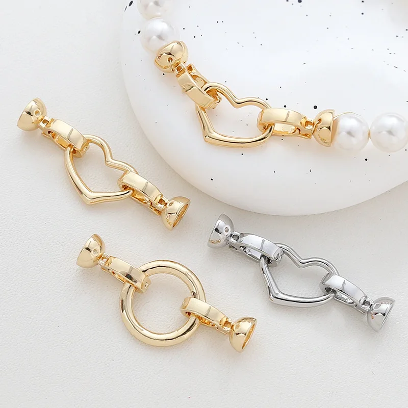 1pcs Gold plated double hanging connection buckle pearl buckle DIY jewelry universal buckle accessories