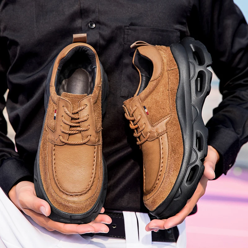 

High Quality Outdoor Hiking Shoes Genuine Leather Mountain Climbing Sports Shoes Soft Non-slip Sneakers Men's Trekking Shoes