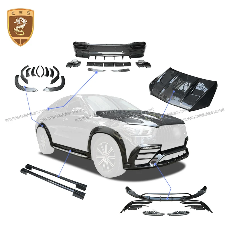 Top Style Car Wheel Eyebrow Fender Extension For Benz GLE Coupe C167 Dry Carbon Fiber Side Fender Front Bumper Guard Air Vent