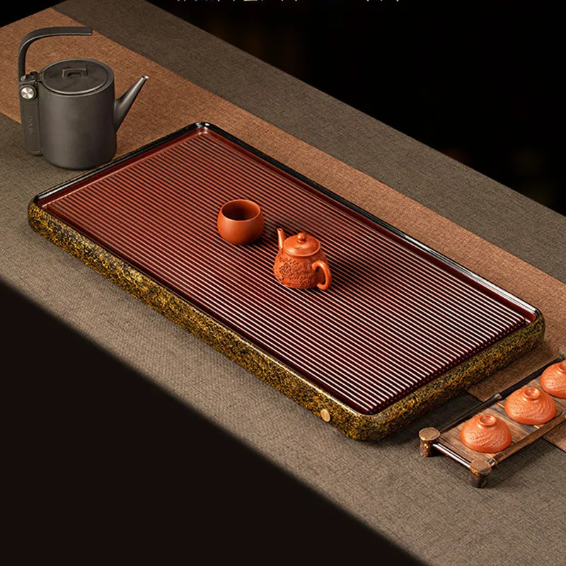 Wooden Ceremony Tea Tray Coasters Rectangle Hospitality Vintage Chinese Tea Tray Drainage Office Bandejas Home Decorationgs