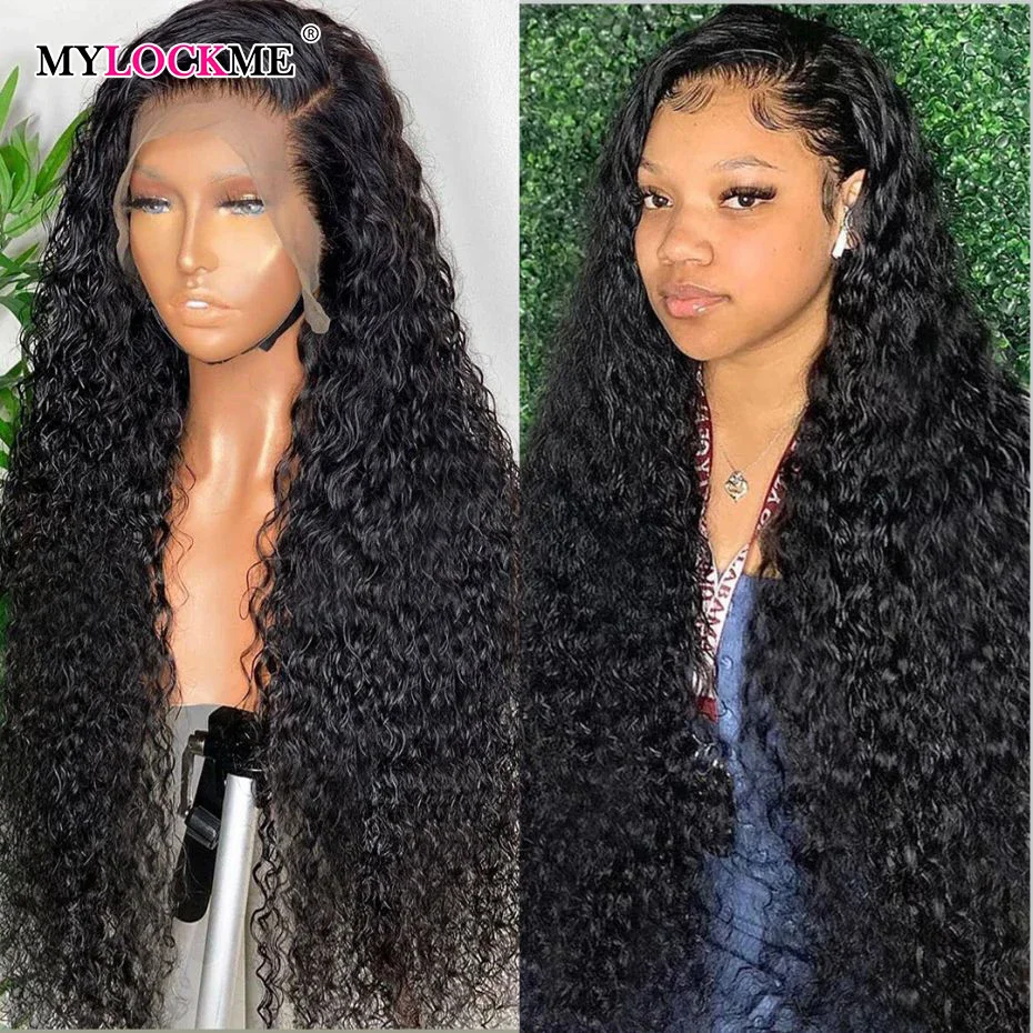 

13x4 Lace Front Human Hair Wig 32 34Inch Brazilian Deep Wave Curly HD Transparent 13x6 Lace Frontal Wigs Pre Plucked MYLOCKME