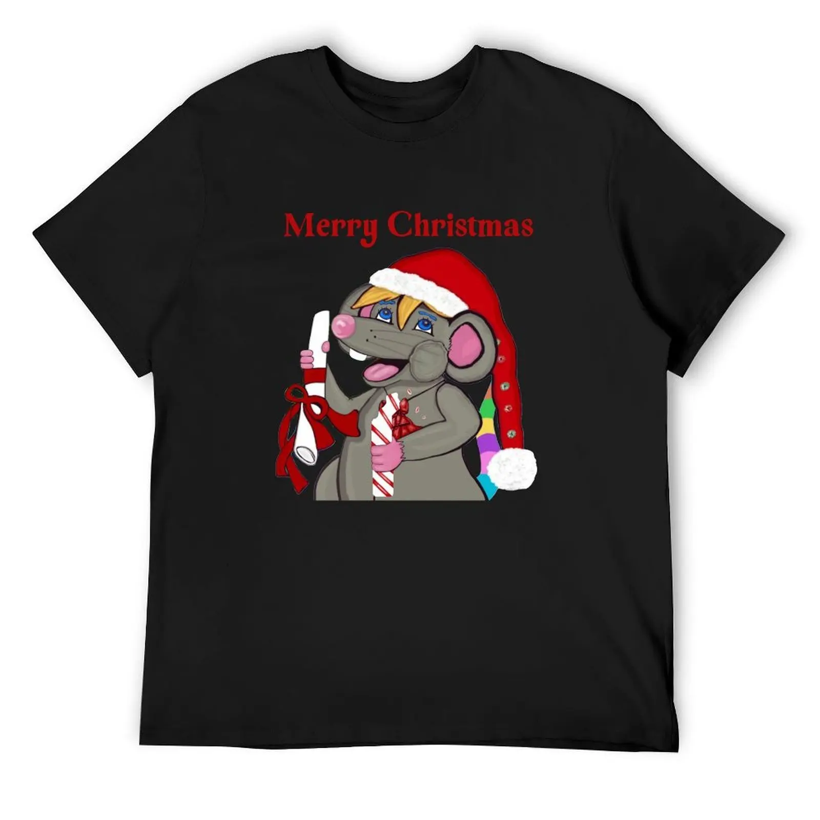 

Merry Christmas Rat T-Shirt valentines boutique clothes luxury designer anime shirt graphic t shirts mens cotton t shirts