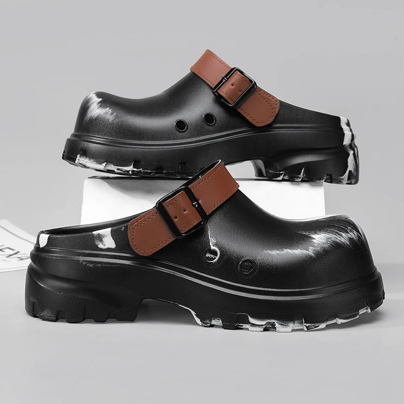 

New Mens Sandals Casual Clogs for Men Summer Thick-bottom EVA Beach Shoes Lightweight Closed-toe Outdoor Garden Shoes Slippers