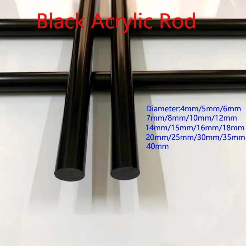 2Pcs Length 500mm Black Acrylic Rod PMMA Bard Plastic Rod Plastic Bard DIA 4/5/6/7/8/10/12/14/15/16/18/20/25/30/35/40mm