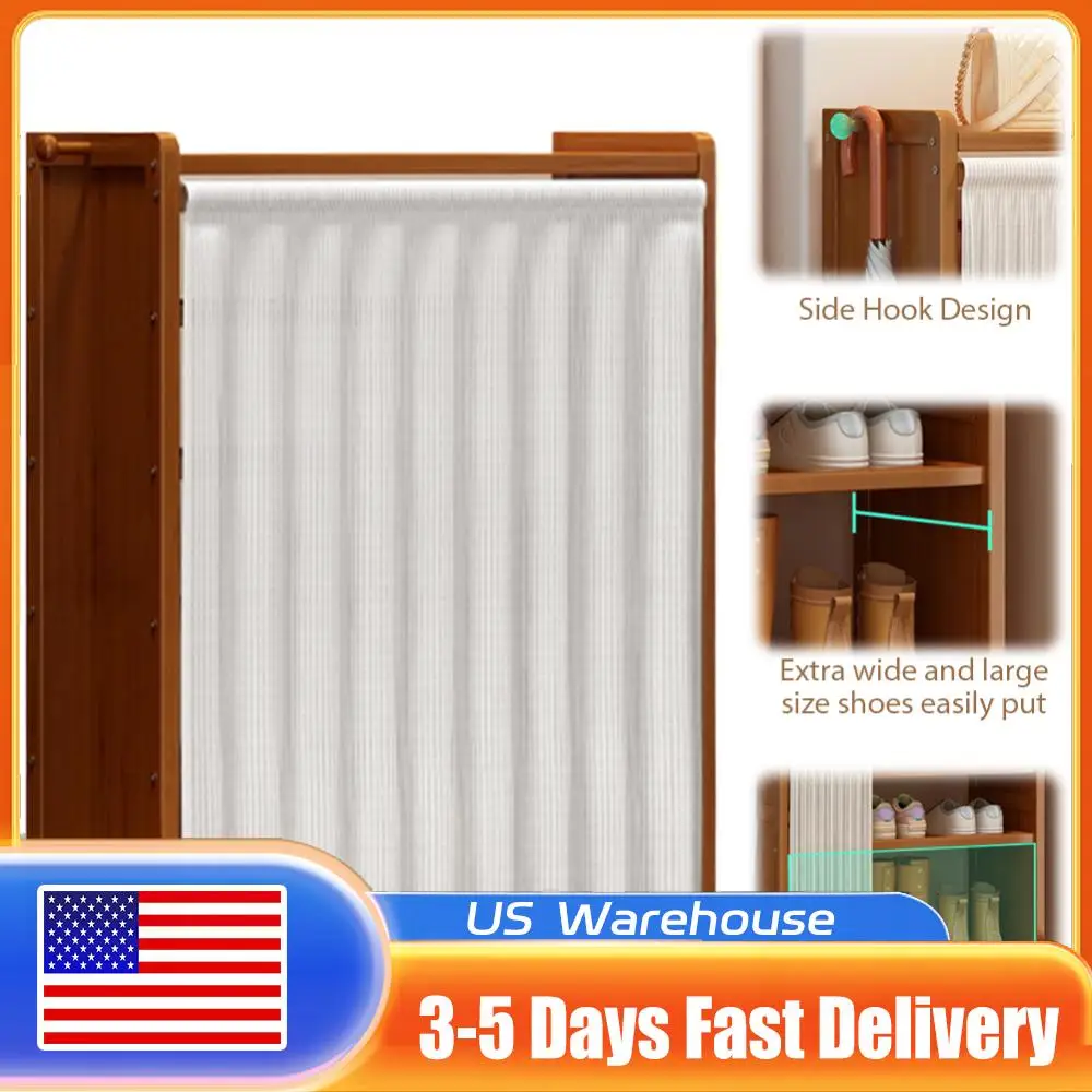 

6-уровневый простой шкаф для обуви, полки для обуви, органайзер с белой марлевой занавеской, пылезащитные полки, многослойные полки для обуви