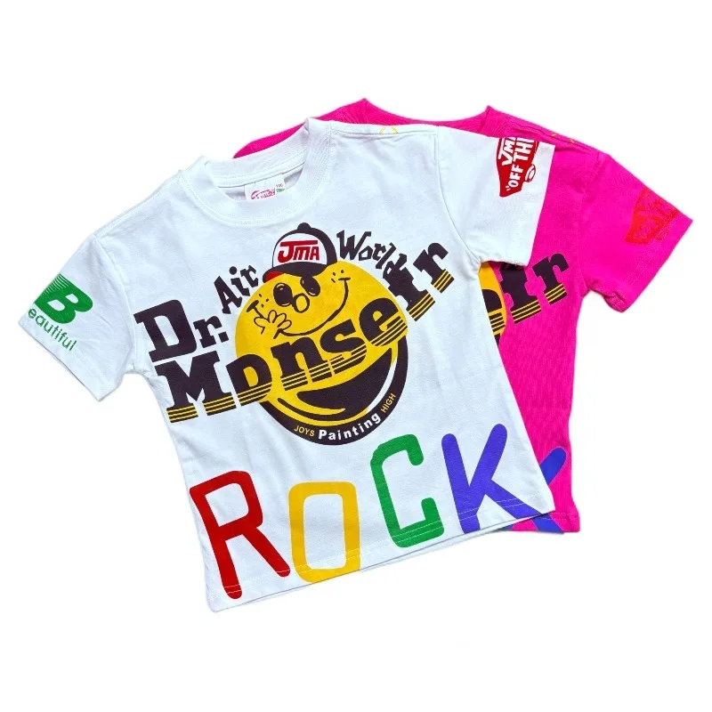 

Children's Cartoon Short Sleeve T-shirt 2025 Cotton Promotion Big Mouth Fashion Summer Leisure Versatile High Quality for Kids