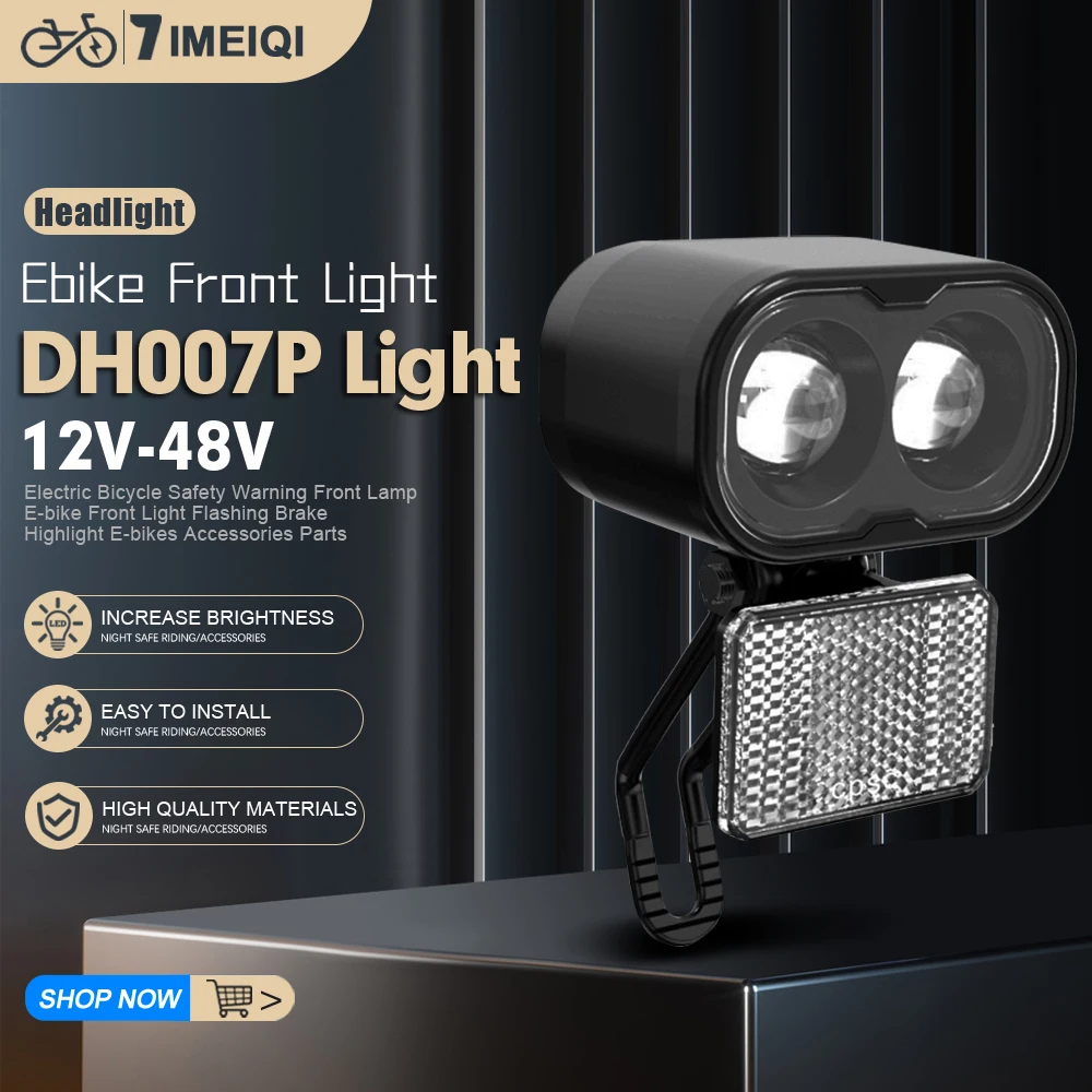 

Ebike Front Light WUXING DH007P 12V 36V 48V SM/Waterproof Plug for Electric Bicycle Scooter LED Headlight Parts Accessories