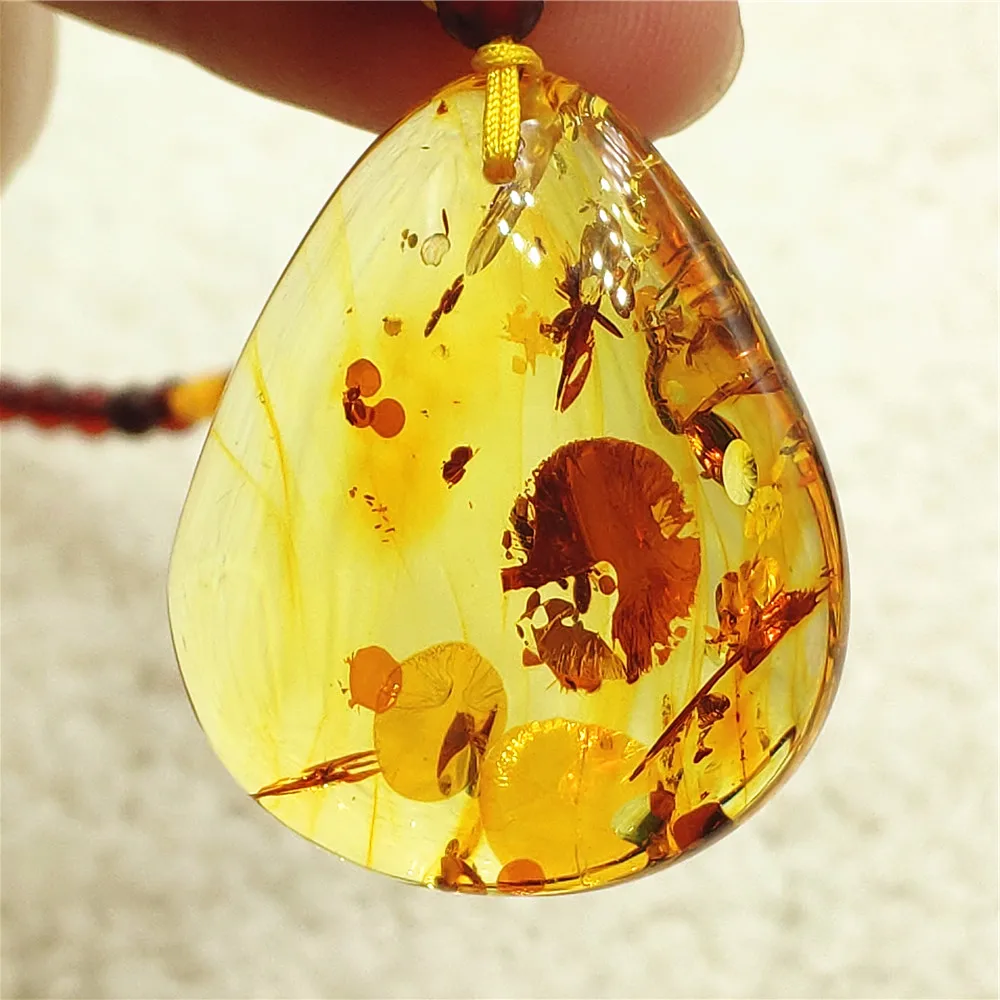 

Natural Piebald Amber Pendant Beads Women Men rare Yellow Amber 33x27x13mm Gemstone Pendant Necklace Jewelry AAAAA