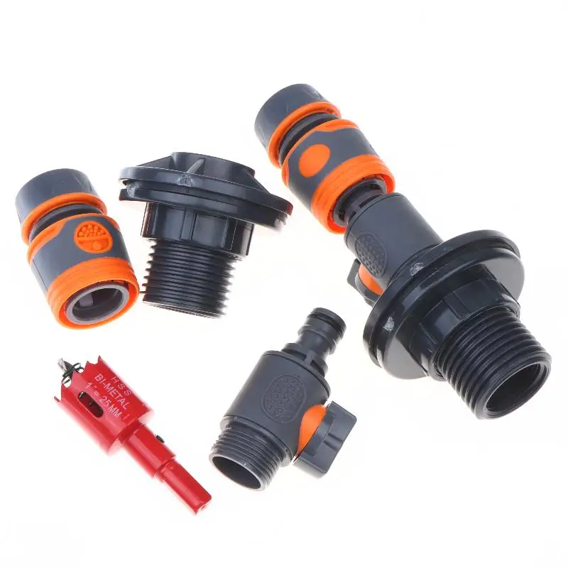 【HG】3/4 Inch PVC Water Tank Straight Valve Nipple Quick Stop Connector Rubber Coated Adapter Matching Pink Tape Plumbing