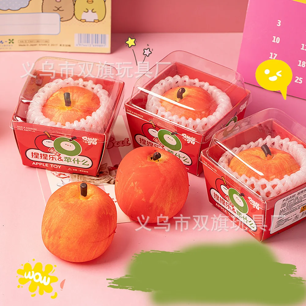 1pc Simulated Fruit Apple Soft Pinch Relieve Daily Tension Decompress And Slow Rebound Office Dining Table Daily Decoration Toy.