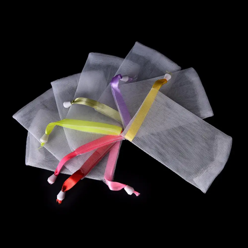 Pendurado Branco Nylon Espuma De Malha, Sabão Net, Mesh Bag para Limpeza Rosto, Fontes Do Banheiro, 1-10Pcs