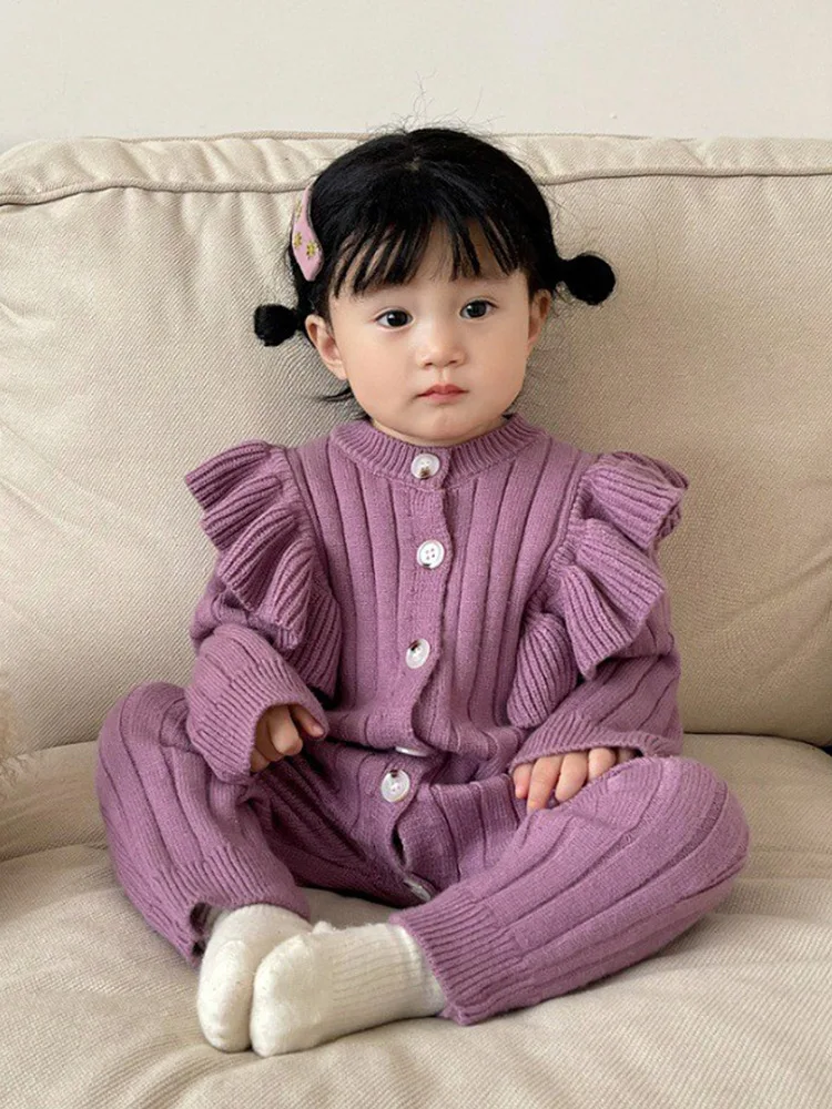 Spring And Autumn Infant Baby Girls Knitted Romper Long-sleeved Sweater Cute Kids Soft Korean Fashion Baby Clothing