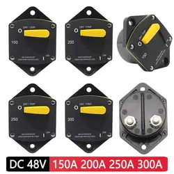 DC 48V Circuit Breaker 150A 200A 250A 300A with Manual Reset Car Audio Recovery Safety Seat Switch IP66 Waterproof Large Current