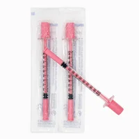 Nouvelles seringues à insuline jetables stériles de couleur rose 1ml 30G 5/16 pouces avec aiguille 30G 8mm, injecteur vétérinaire pour animaux de compagnie, 100 pièces/boîte 5