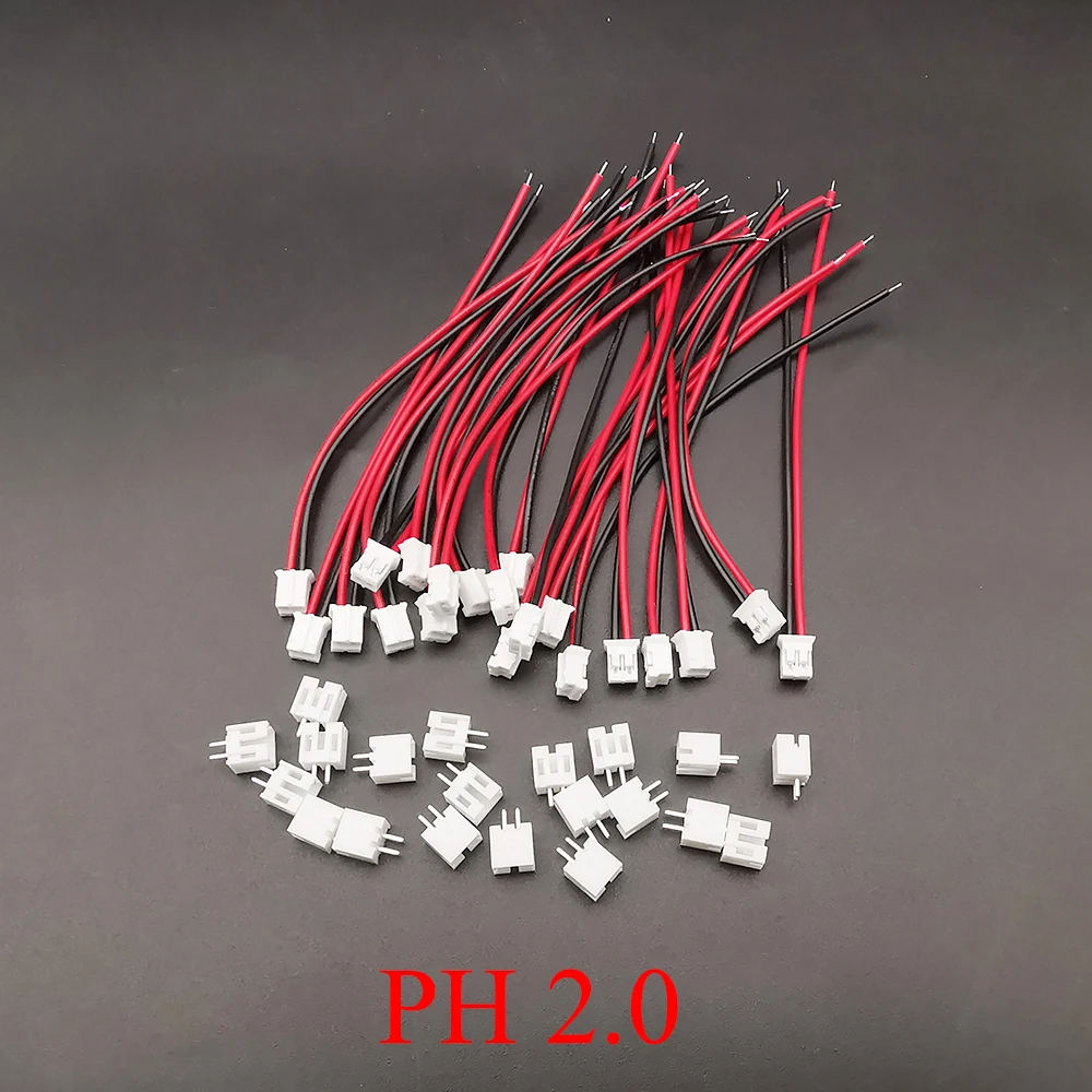 20Sets JST PH 2.0/XH 2,54 2Pin Männlich Weiblich Stecker mit Drähten Kabel 100MM 26AWG – Detail 1