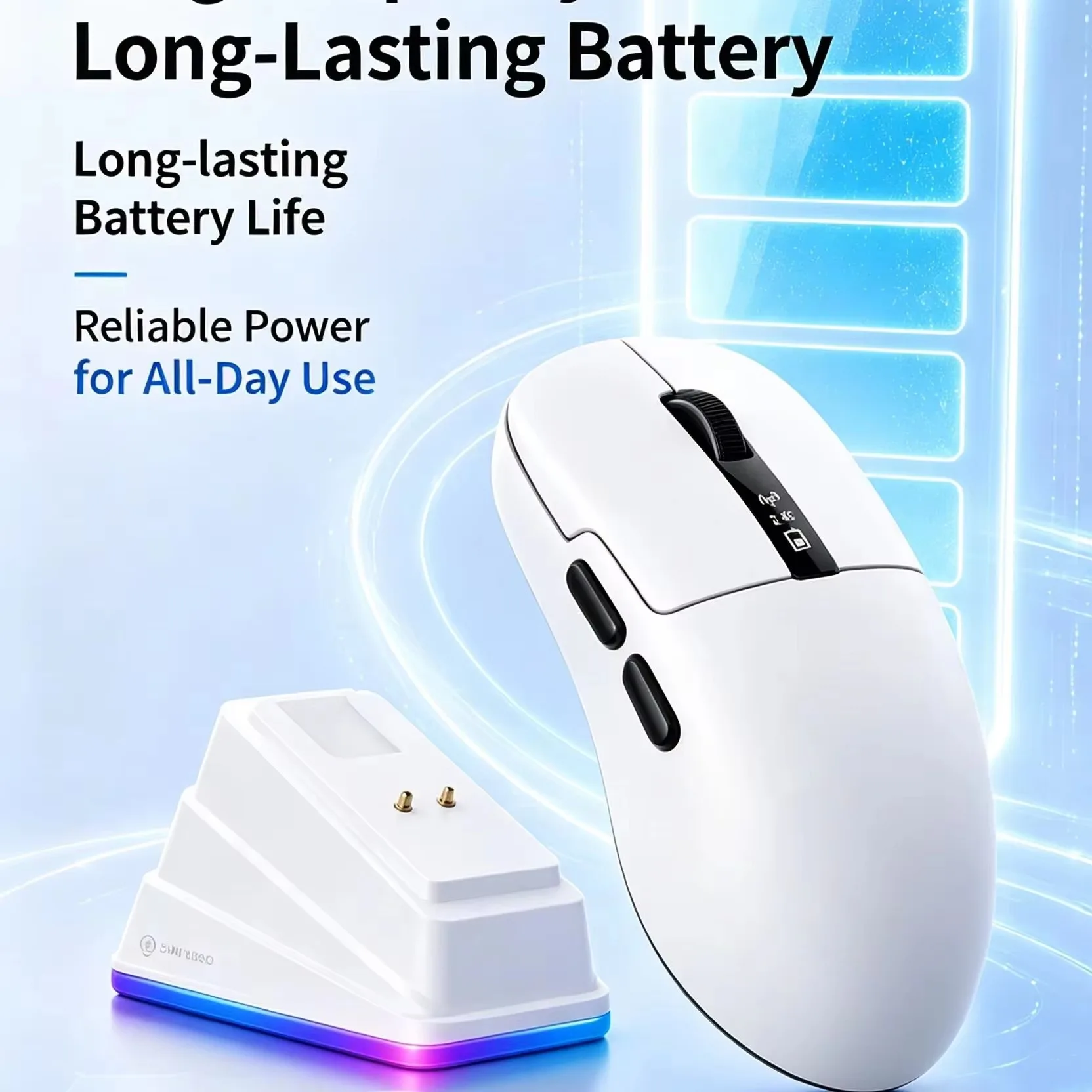 2.4G Bluetooth Wireless Tri-Mode Gaming Mouse RGB Backlit Rechargeable Lightweight Mouse With Charging Dock For PC Computer
