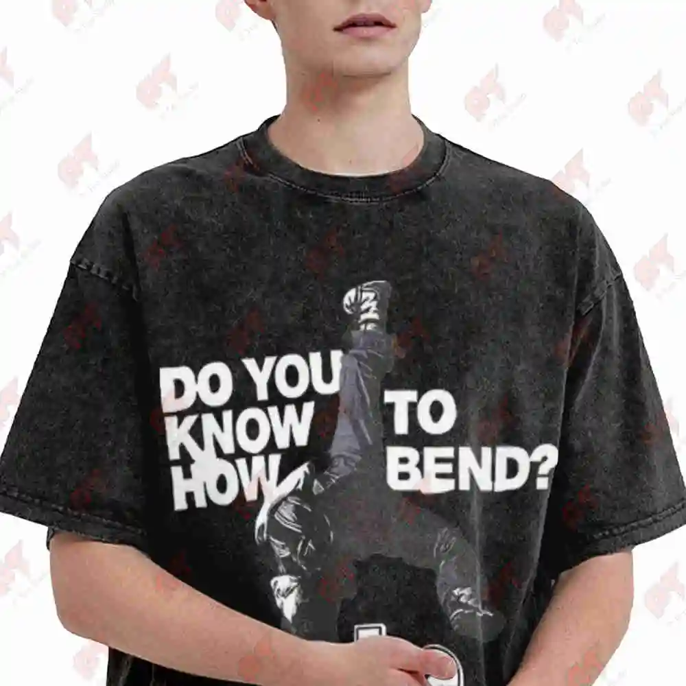 Vintage Rock Oversized Do You Know How To Bend Vintage Washed Tee Pure Cotton T-Shirt